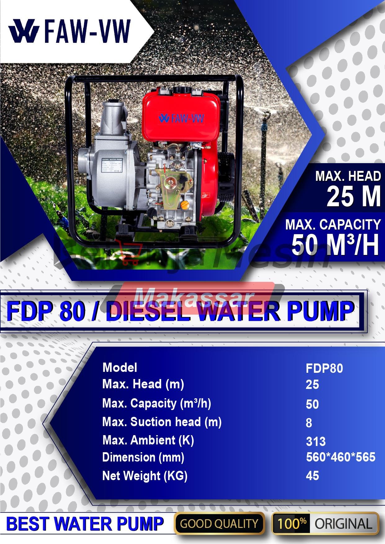 Pompa Alkon Irigasi Air 3" Inch FDP80 FAW-VW - Image 2