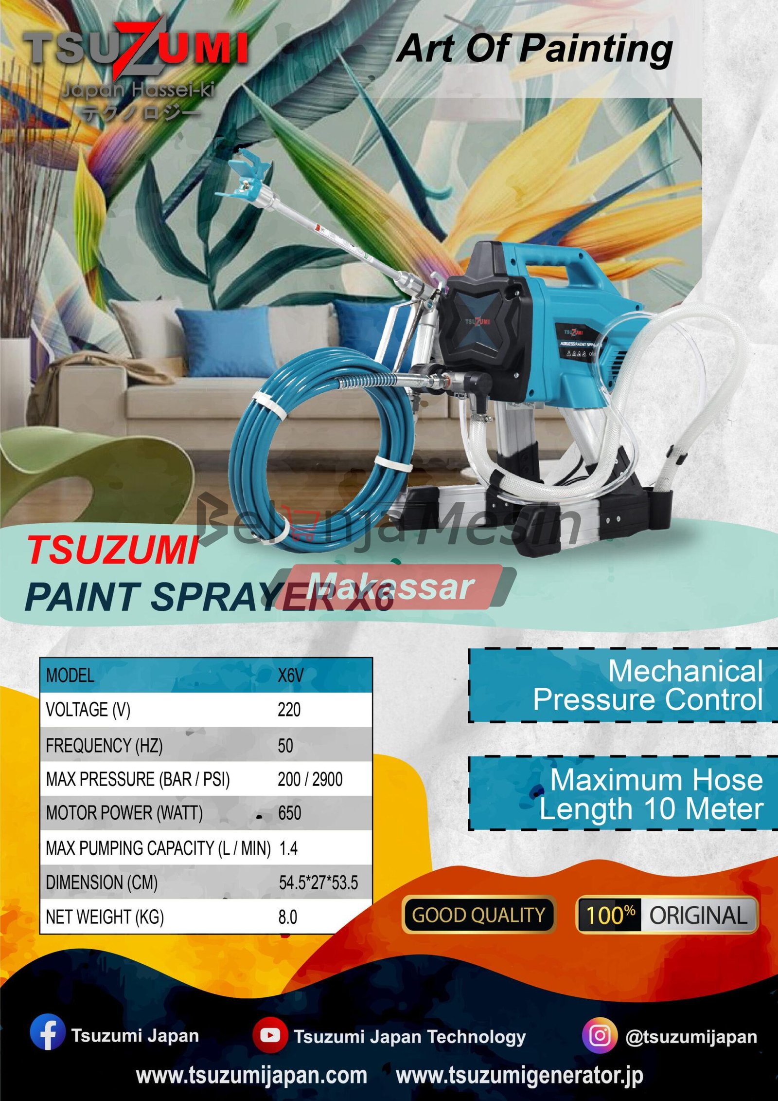 Mesin Cat Semprot Tembok Airless Sprayer X6 Tsuzumi - Image 2