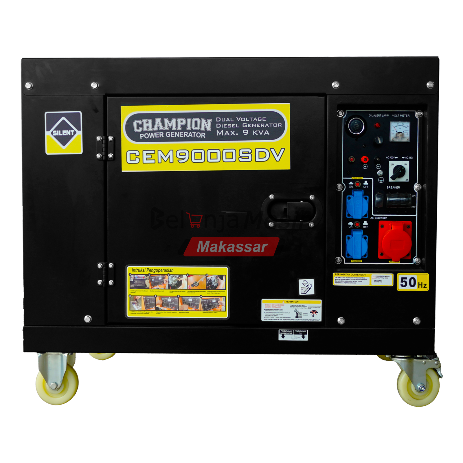 Genset Silent Diesel 9 KVA 7 KW 3 Phase CEM9000SDV Champion