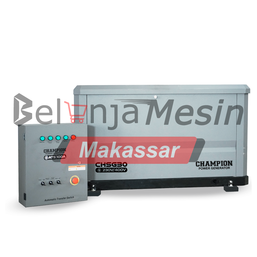 Genset Home Standby 25 KVA Bahan Bakar LPG 3 Phase CHSG30+ATS Champion