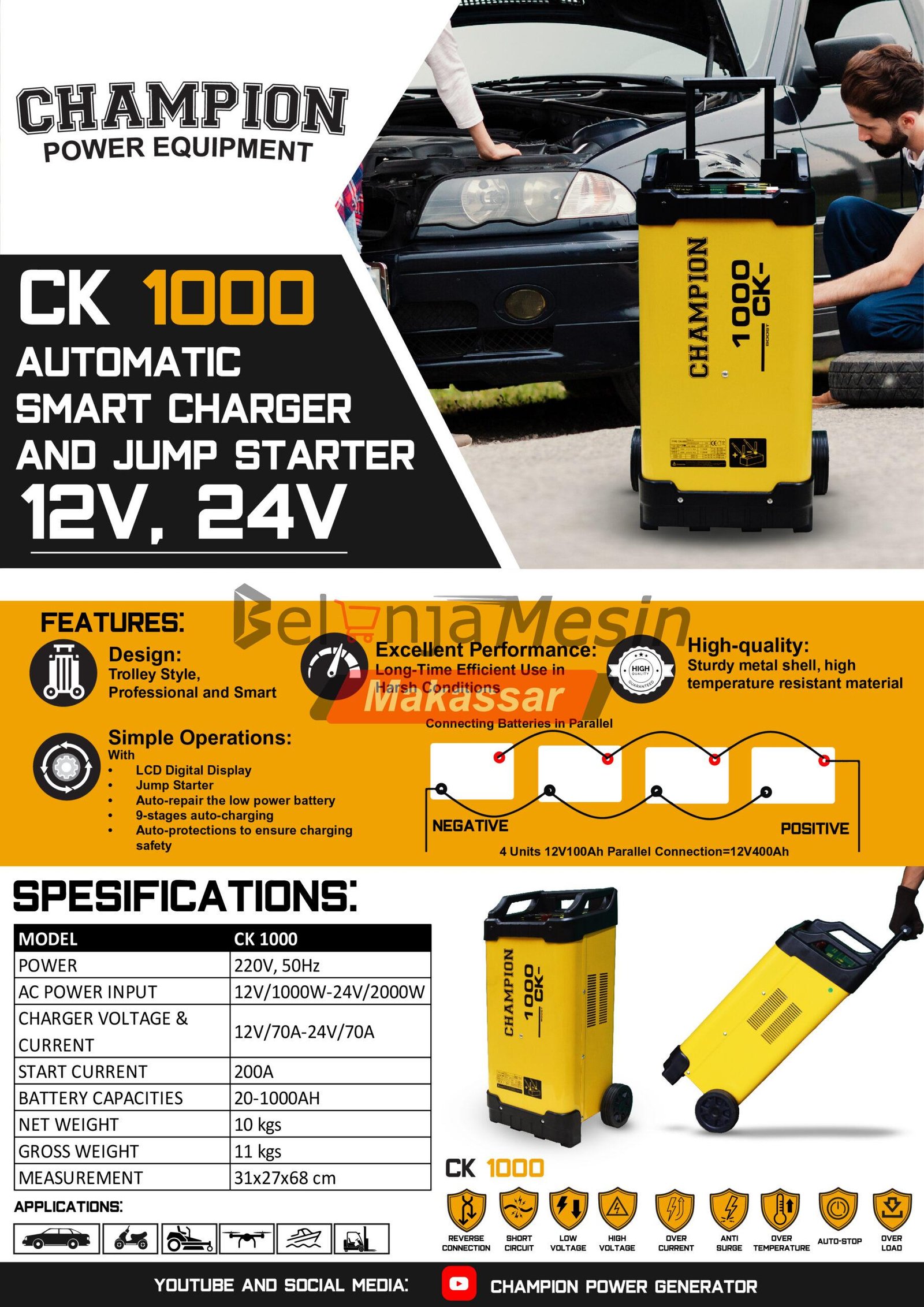Charger Aki Mobil 1000 Amper CK1000 Champion - Image 2