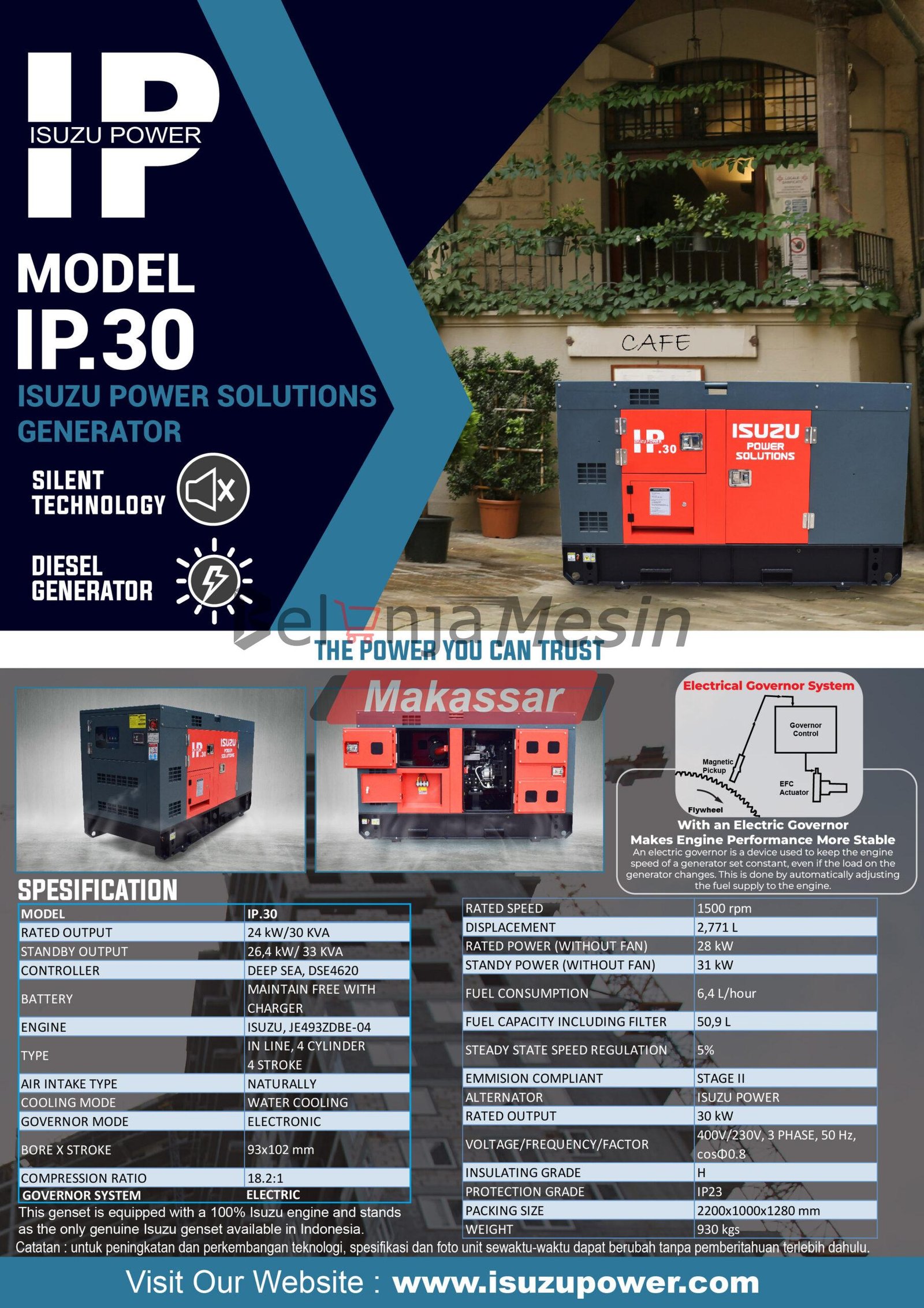 Generator Silent Diesel 30 KVA 3 Phase IP30 Isuzu - Image 2