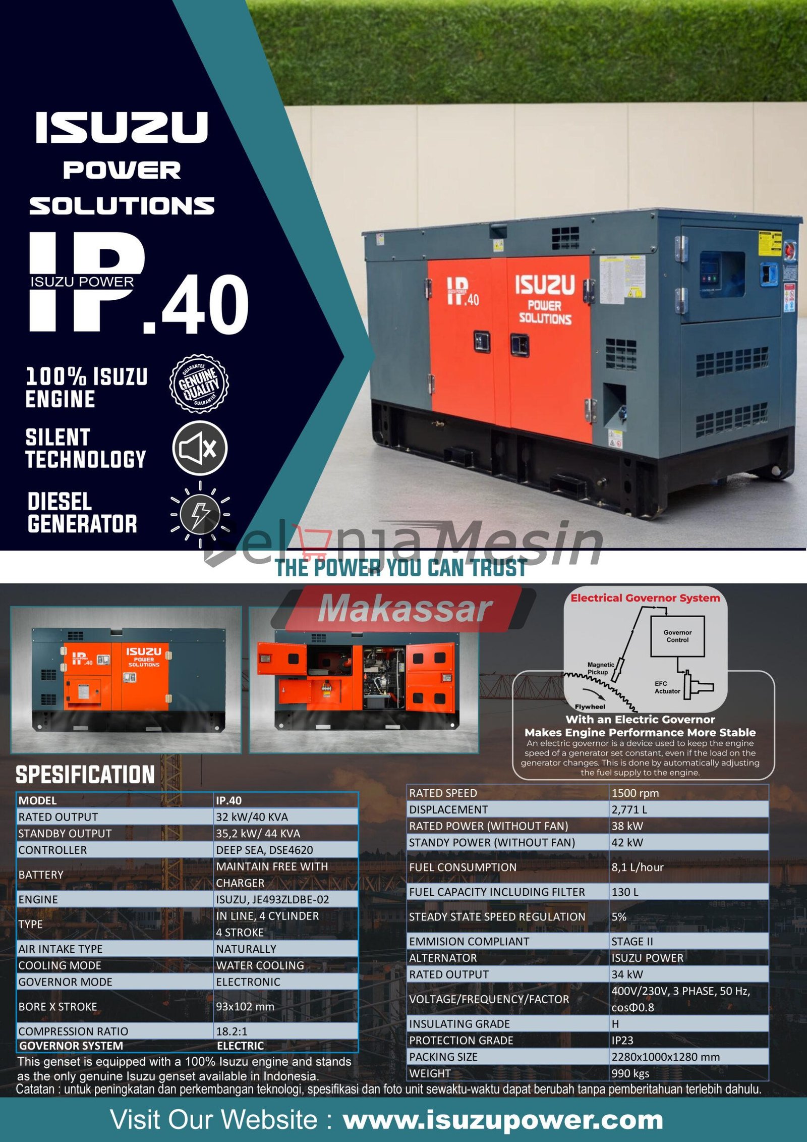 Genset Solar Silent 40 KVA 3 Phase IP40 Isuzu - Image 2