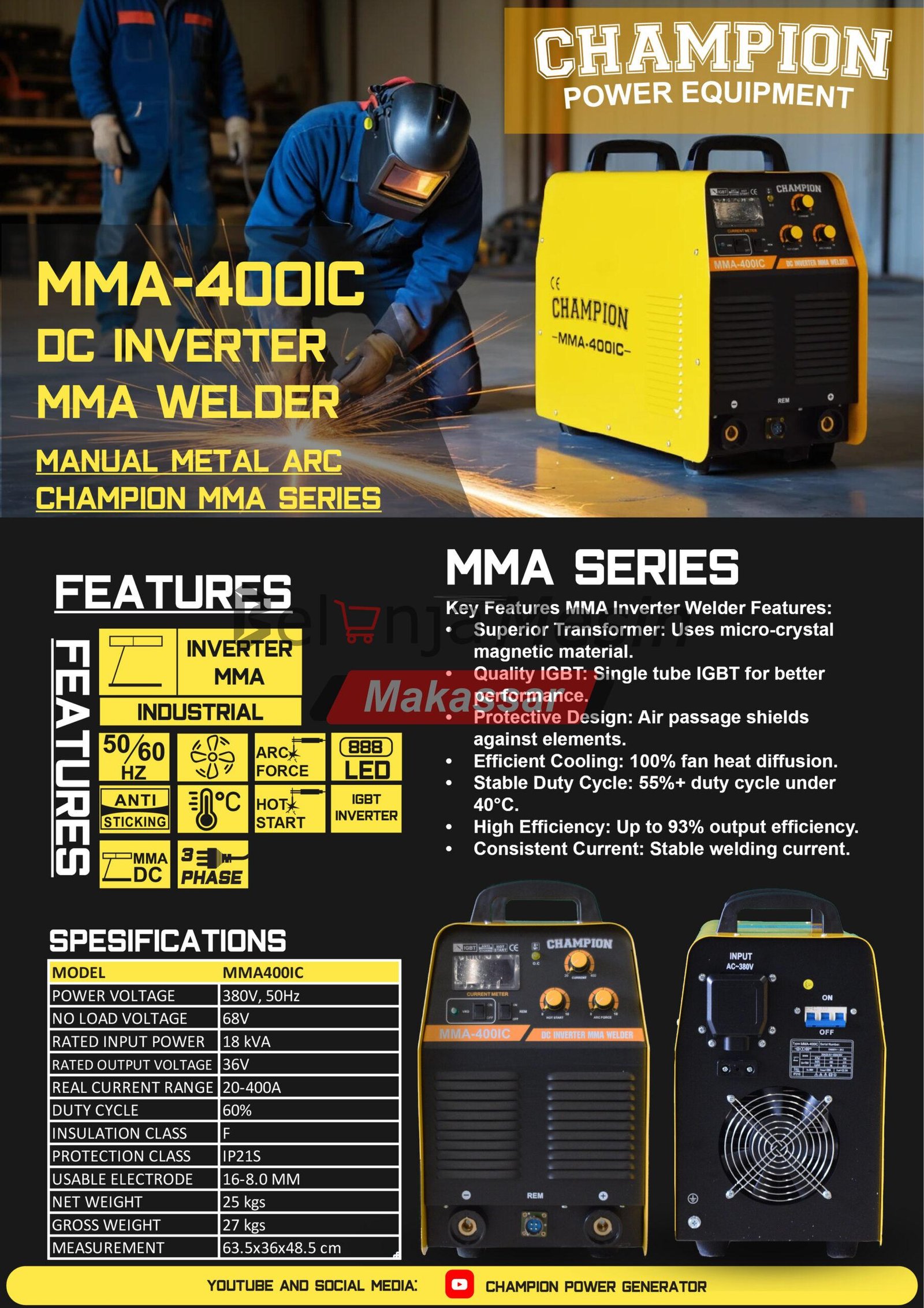 Mesin Las Inverter 400 Amper CEM-400IC Champion - Image 2