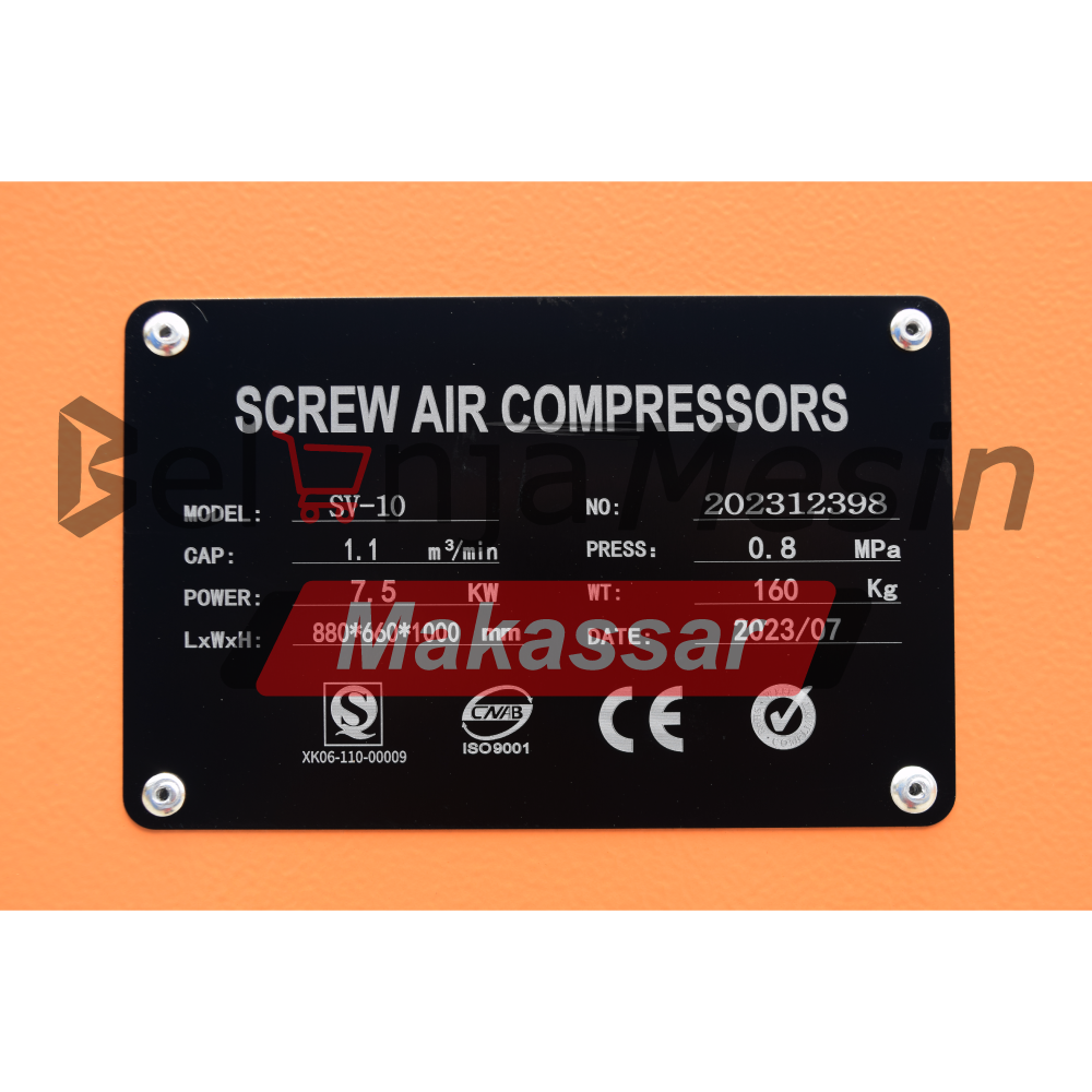 Kompresor Angin Screw 10 HP (7.5 kW) Industrial Air Compressor USA SV10 Montoya - Image 3