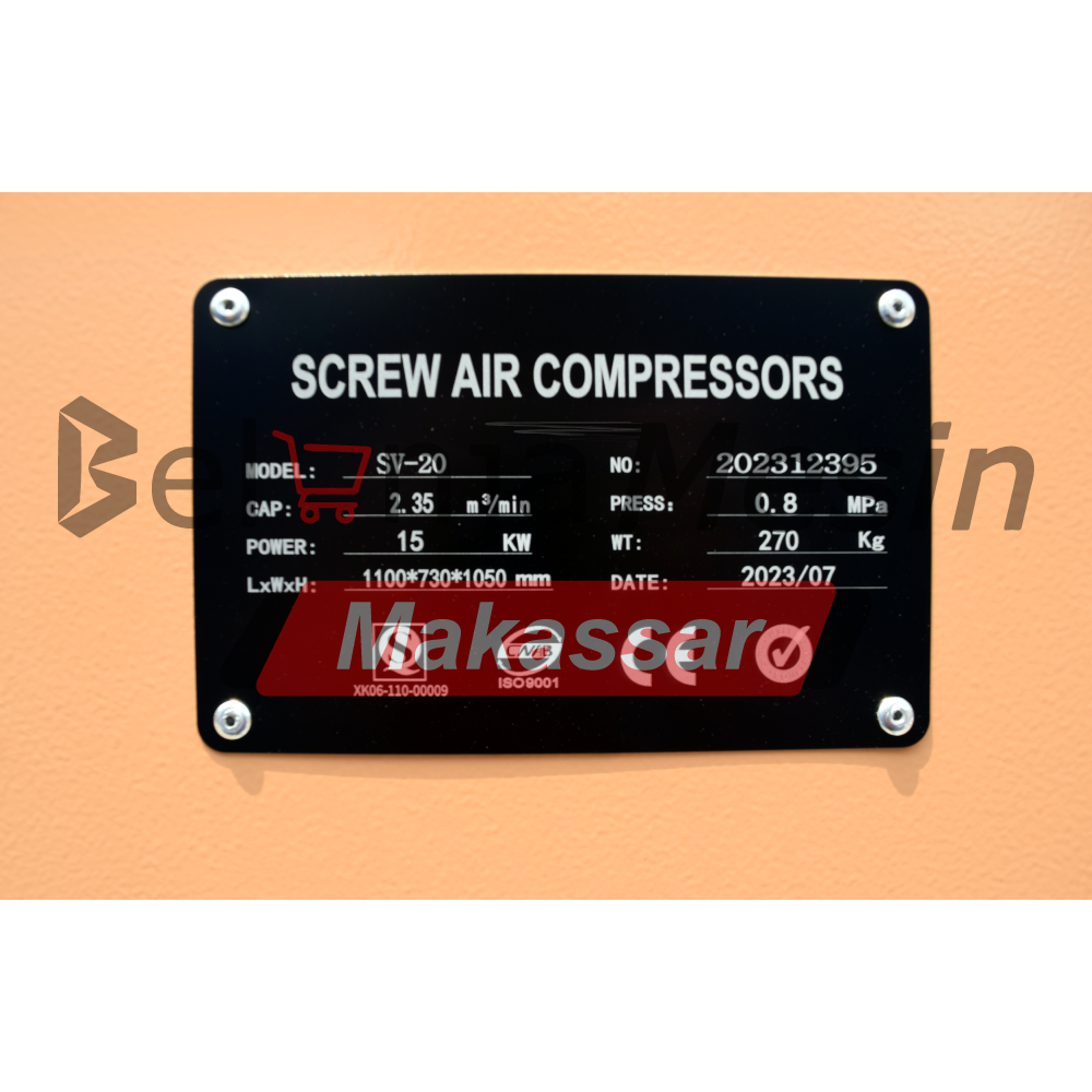 Kompresor Angin Screw 20 HP 15 KW Industrial Air Compressor USA SV20 Montoya - Image 2