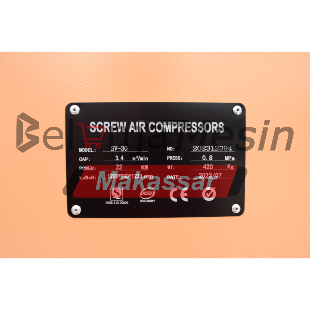 Kompresor Angin Screw 30 HP 22 KW Industrial Air Compressor USA SV30 Montoya - Image 2