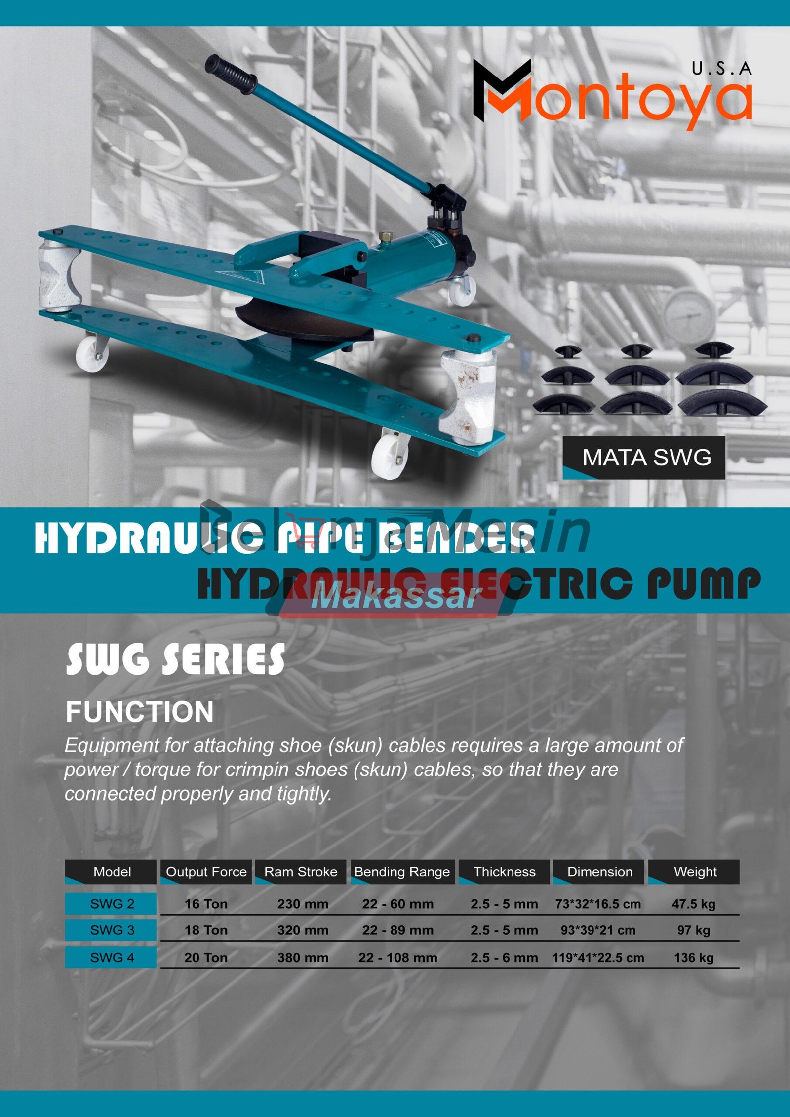 Hydraulic Pipe Bender 16 Ton SWG-2 Montoya - Image 2