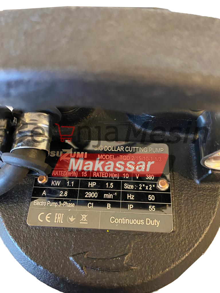 Pompa Celup Air kotor/Limbah 2 inch 3 Phase 1.5HP TQD2/15-10-1.1/3 Tsuzumi - Image 3