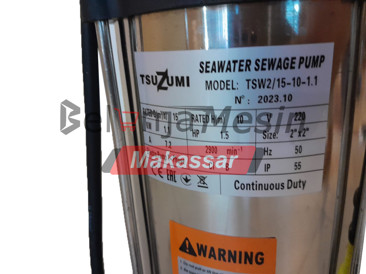 Pompa Celup Air Laut 2 Inch 3 Phase Submersible Pump TSW2/15-10-1.1/3 Tsuzumi - Image 2