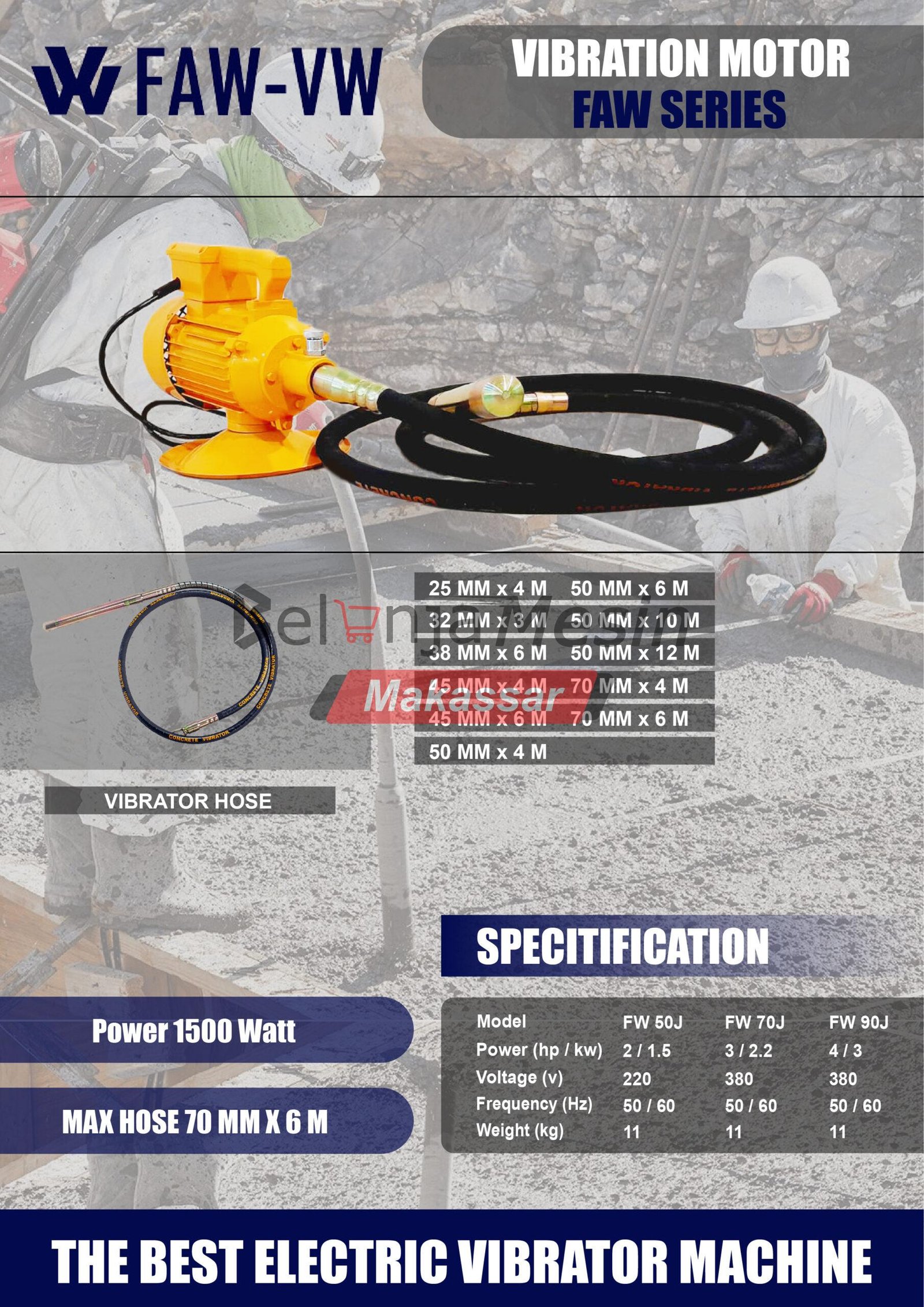 Mesin Vibrator 2.2 Kw 380 Volt FW70J FAW-VW - Image 2