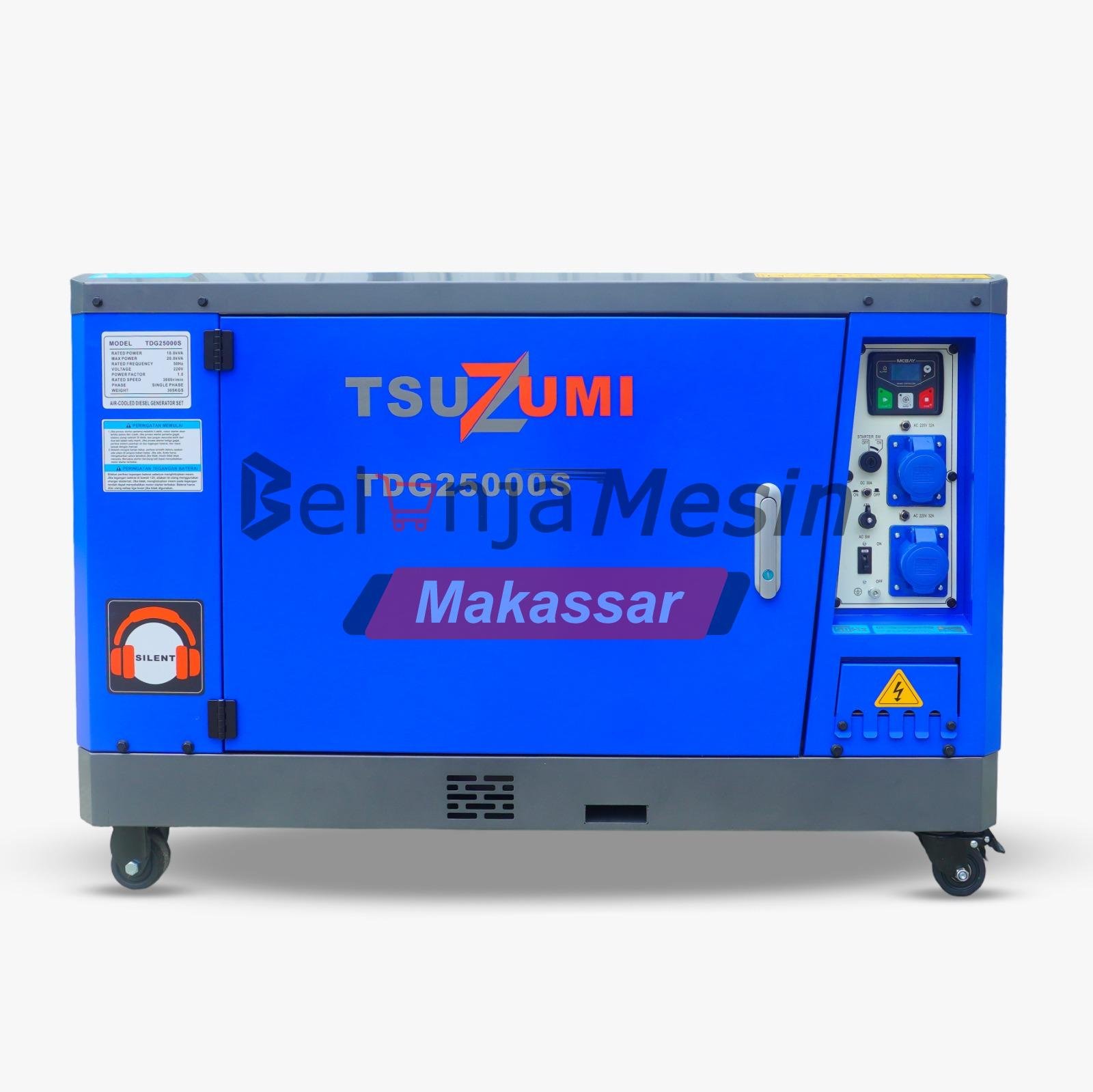 Genset Silent Diesel Portable 25 KVA 20.000 Watt Single Phase TDG25000S TSUZUMI