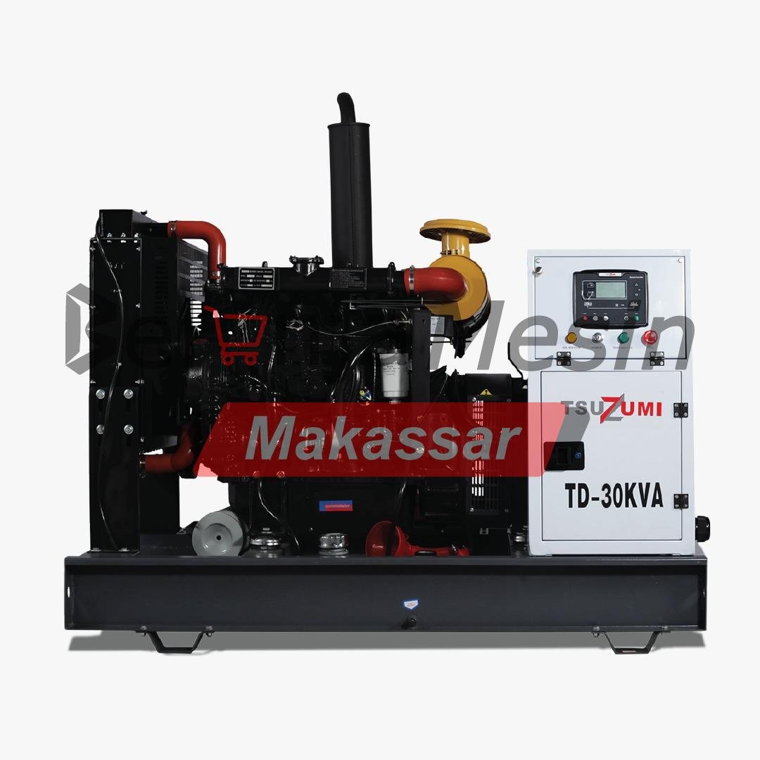 Genset Open Diesel 30 KVA Starter Electric 24.000 Watt 4 Tak 4 Cylinder TD 30 KVA TSUZUMI