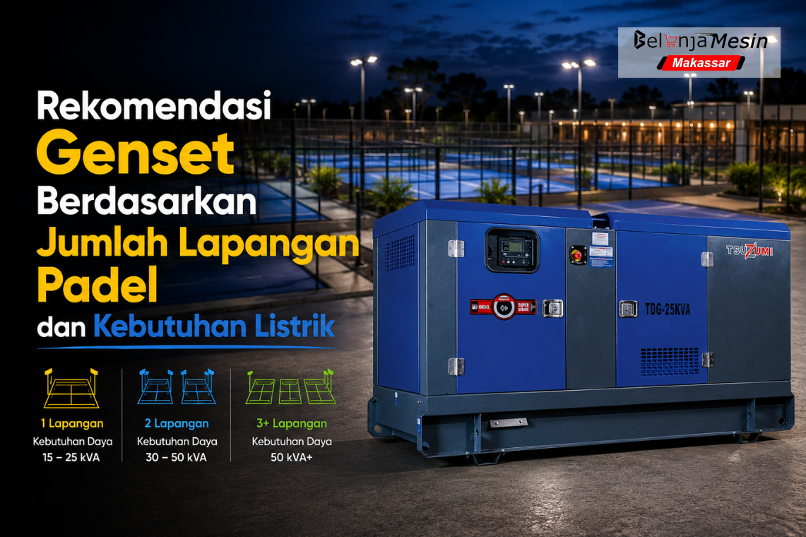 rekomendasi genset untuk lapangan padel